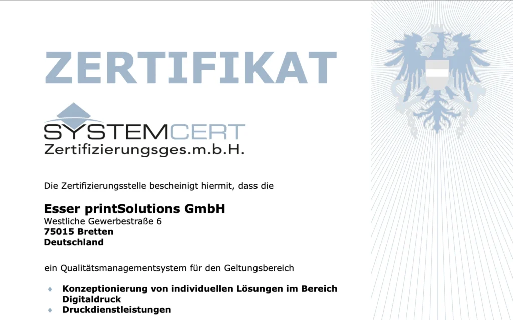 ISO 9001 Zertifikat